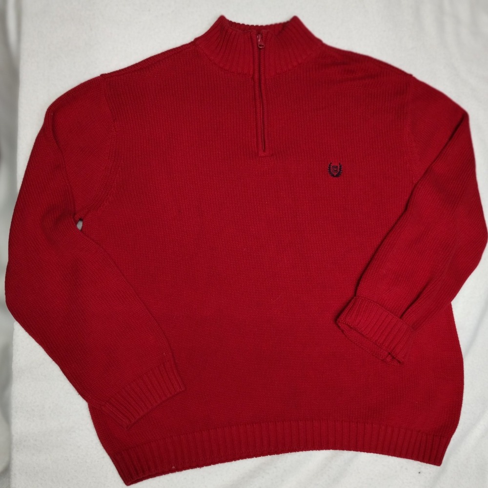 Chaps Red Quarter Zip Pullover Sweater XL Men's Cotton Fall Classic